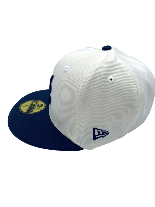 New Era Fitted Hat Adult Atlanta Braves New Era Chrome Custom Side Patch 59FIFTY Fitted Hat - Men's