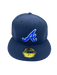 New Era Fitted Hat Adult Atlanta Braves New Era Metallic Navy Custom Side Patch 59FIFTY Fitted Hat - Men's