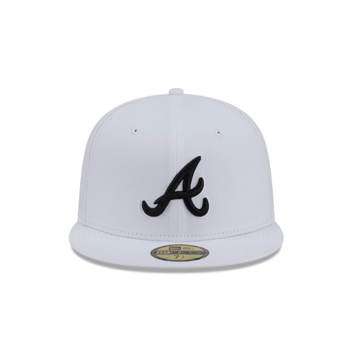 New Era Fitted Hat Adult Atlanta Braves New Era White/Black Basic 59FIFTY Fitted Hat - Men's