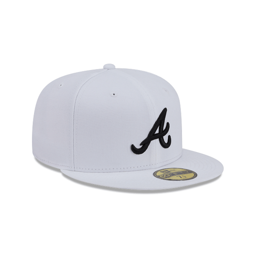 New Era Fitted Hat Adult Atlanta Braves New Era White/Black Basic 59FIFTY Fitted Hat - Men's