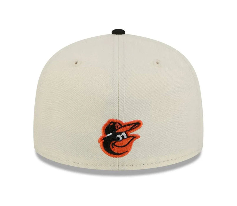 New Era Fitted Hat Adult Baltimore Orioles New Era Chrome 2 Tone Chain Stitch Logo 59FIFTY Fitted Hat - Men's
