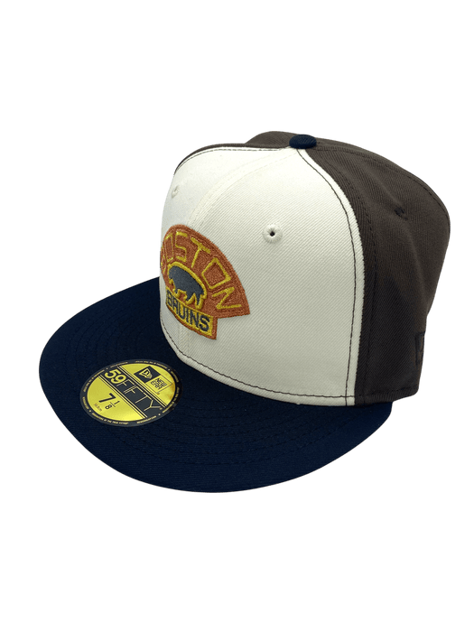 New Era Fitted Hat Adult Boston Bruins New Era Chrome/Black 3 Tone Custom Side Patch 59FIFTY Fitted Hat - Men's