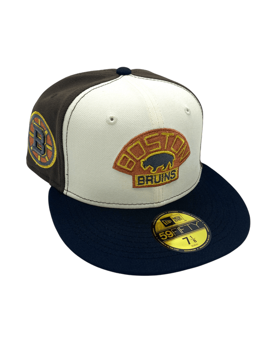 New Era Fitted Hat Adult Boston Bruins New Era Chrome/Black 3 Tone Custom Side Patch 59FIFTY Fitted Hat - Men's