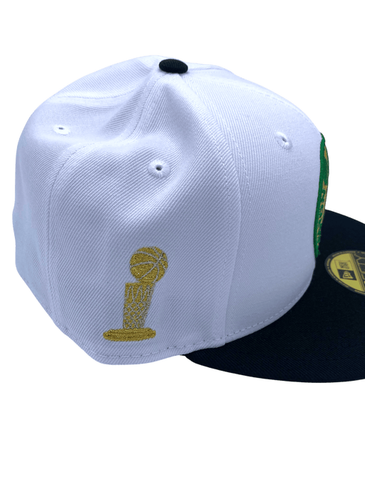 New Era Fitted Hat Adult Boston Celtics New Era White The Finals Custom Side Patch 59FIFTY Fitted Hat - Men's