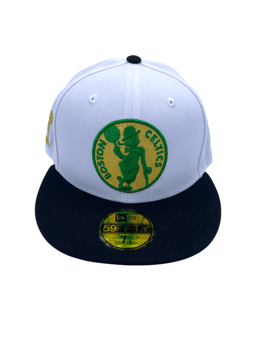 New Era Fitted Hat Adult Boston Celtics New Era White The Finals Custom Side Patch 59FIFTY Fitted Hat - Men's