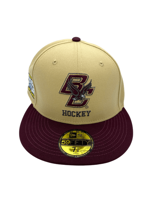 Adult Boston College Eagles New Era Gold/Maroon Custom Johnny Hockey Side Patch 59FIFTY Fitted Hat - Men's