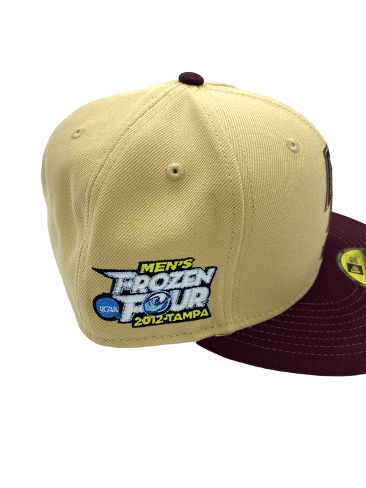 Adult Boston College Eagles New Era Gold/Maroon Custom Johnny Hockey Side Patch 59FIFTY Fitted Hat - Men's