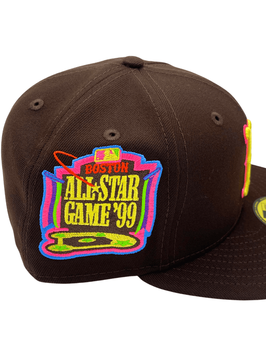 New Era Fitted Hat Adult Boston Red Sox New Era Brown Brownie Custom Side Patch 59FIFTY Fitted Hat - Men's