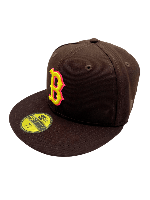 New Era Fitted Hat Adult Boston Red Sox New Era Brown Brownie Custom Side Patch 59FIFTY Fitted Hat - Men's
