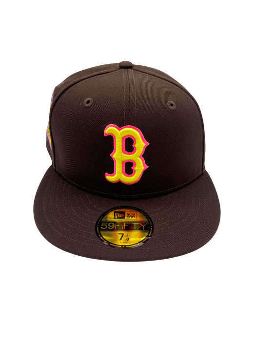 New Era Fitted Hat Adult Boston Red Sox New Era Brown Brownie Custom Side Patch 59FIFTY Fitted Hat - Men's