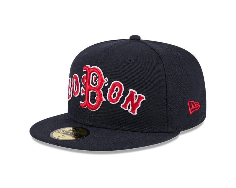 Adult Boston Red Sox New Era Navy Overlap 59FIFTY Fitted Hat Men's