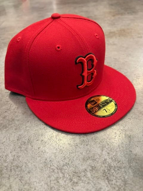 New Era Fitted Hat Adult Boston Red Sox New Era Red and Black Collection 59FIFTY Fitted Hat - Men's