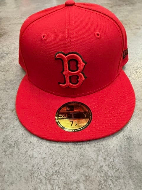 New Era Fitted Hat Adult Boston Red Sox New Era Red and Black Collection 59FIFTY Fitted Hat - Men's