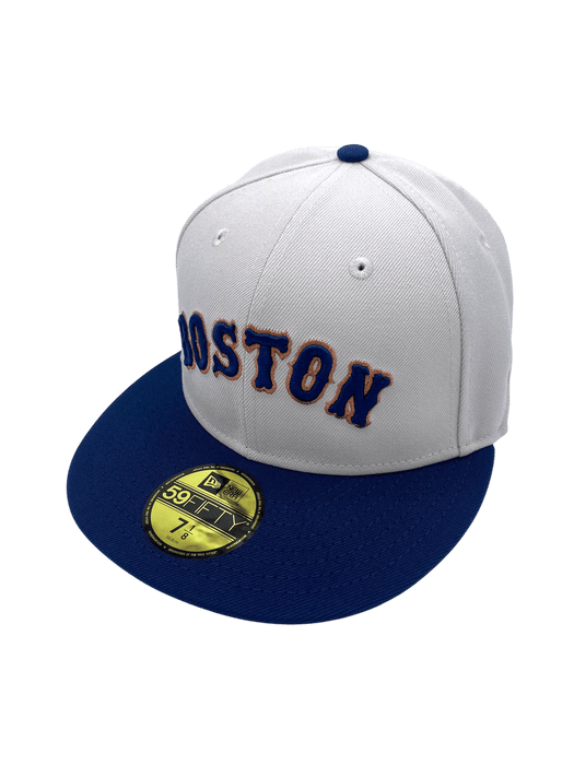 New Era Fitted Hat Adult Boston Red Sox New Era Stone Reverse the Curse Custom Side Patch 59FIFTY Fitted Hat - Men's