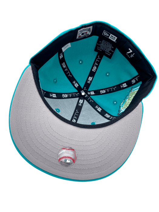 New Era Fitted Hat Adult Boston Red Sox New Era Teal BIMO Custom Side Patch 59FIFTY Fitted Hat - Men's