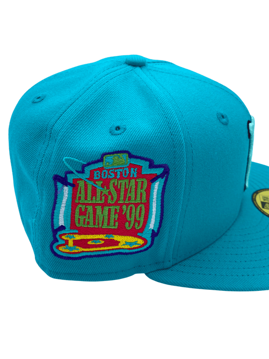 New Era Fitted Hat Adult Boston Red Sox New Era Teal BIMO Custom Side Patch 59FIFTY Fitted Hat - Men's