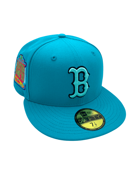 New Era Fitted Hat Adult Boston Red Sox New Era Teal BIMO Custom Side Patch 59FIFTY Fitted Hat - Men's