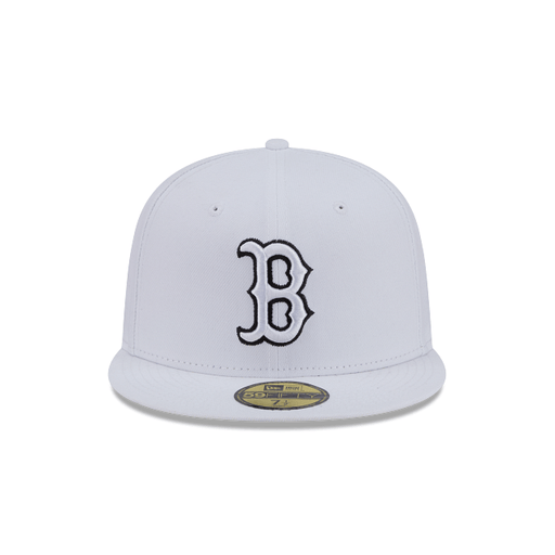 New Era Fitted Hat Adult Boston Red Sox New Era White/Black Basic 59FIFTY Fitted Hat - Men's