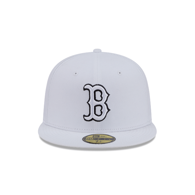 New Era Fitted Hat Adult Boston Red Sox New Era White/Black Basic 59FIFTY Fitted Hat - Men's