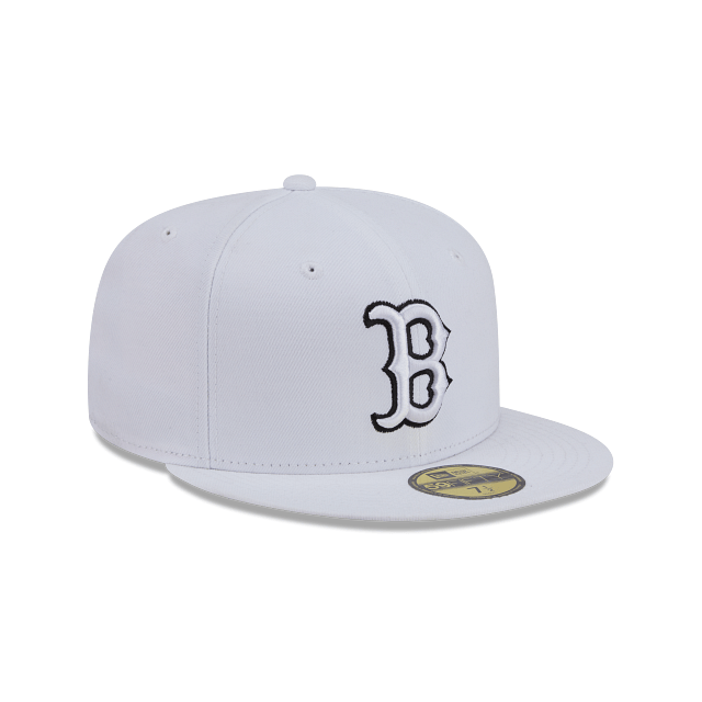 New Era Fitted Hat Adult Boston Red Sox New Era White/Black Basic 59FIFTY Fitted Hat - Men's