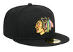 Adult Chicago Blackhawks New Era Black 59FIFTY Fitted Hat - Men's