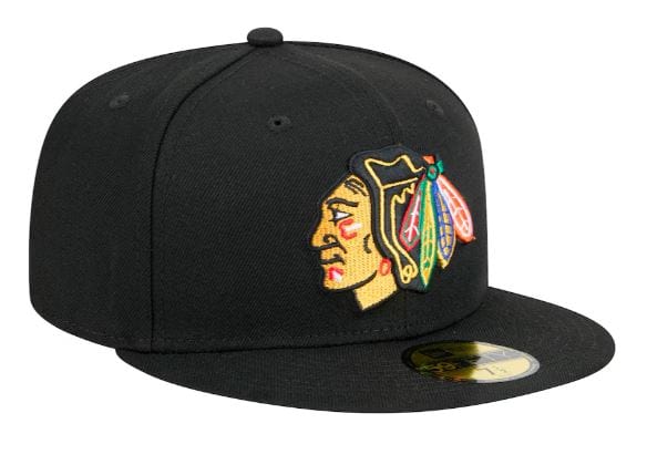 Adult Chicago Blackhawks New Era Black 59FIFTY Fitted Hat - Men's