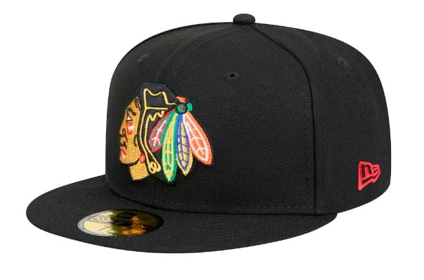 Adult Chicago Blackhawks New Era Black 59FIFTY Fitted Hat - Men's