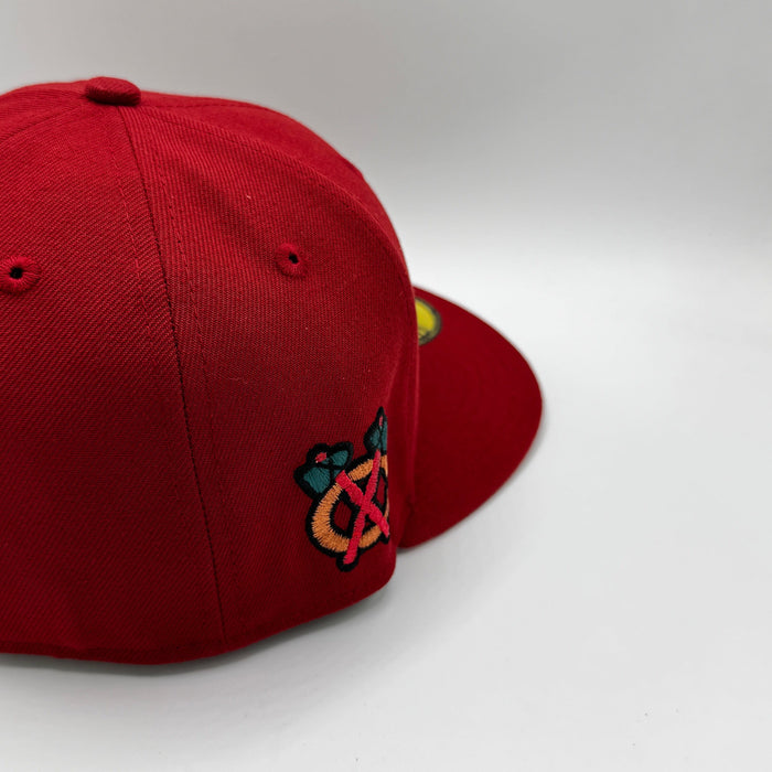 New Era Fitted Hat Adult Chicago Blackhawks New Era Burgundy Red Team Pinky Custom 59FIFTY Fitted Hat - Men's