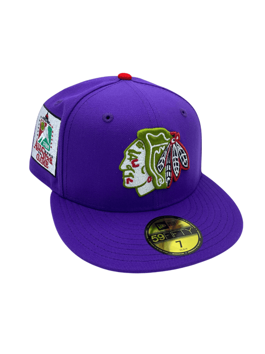 New Era Fitted Hat Adult Chicago Blackhawks New Era Purple J Custom 59FIFTY Fitted Hat - Men's