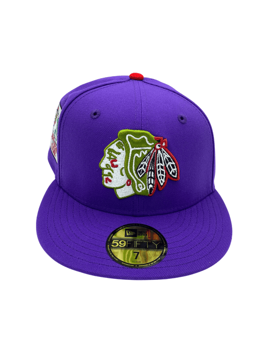 New Era Fitted Hat Adult Chicago Blackhawks New Era Purple J Custom 59FIFTY Fitted Hat - Men's