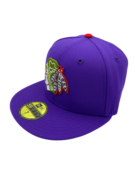 New Era Fitted Hat Adult Chicago Blackhawks New Era Purple J Custom 59FIFTY Fitted Hat - Men's
