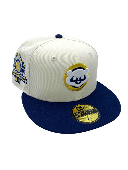 New Era Fitted Hat Adult Chicago Cubs New Era Chrome/Navy Custom Side Patch 59FIFTY Fitted Hat - Men's