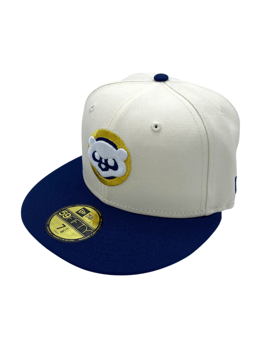 New Era Fitted Hat Adult Chicago Cubs New Era Chrome/Navy Custom Side Patch 59FIFTY Fitted Hat - Men's