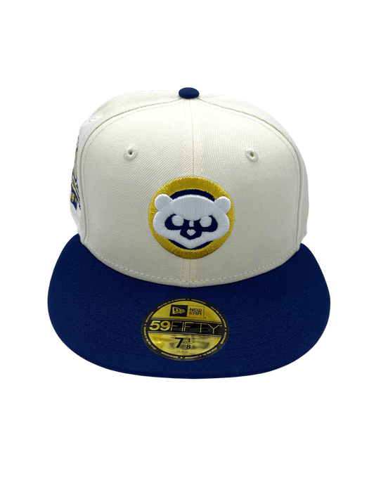 New Era Fitted Hat Adult Chicago Cubs New Era Chrome/Navy Custom Side Patch 59FIFTY Fitted Hat - Men's