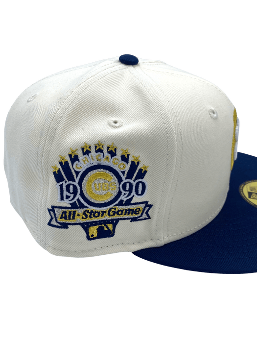 New Era Fitted Hat Adult Chicago Cubs New Era Chrome/Navy Custom Side Patch 59FIFTY Fitted Hat - Men's