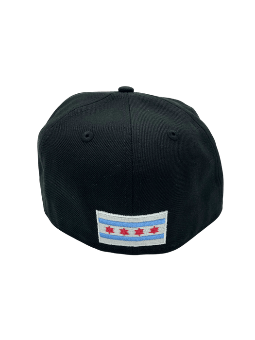 New Era Fitted Hat Adult Chicago White Sox New Era Black/Light Blue City Flag Custom Side Patch 59FIFTY Fitted Hat - Men's