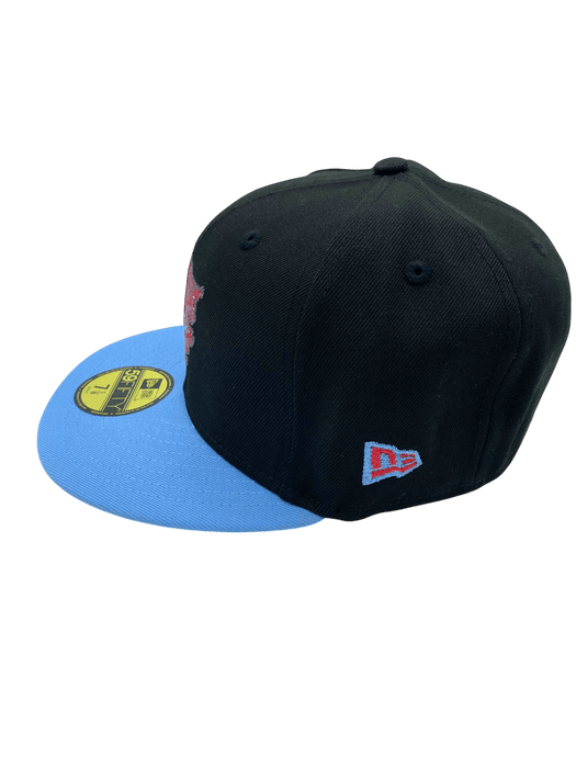 New Era Fitted Hat Adult Chicago White Sox New Era Black/Light Blue City Flag Custom Side Patch 59FIFTY Fitted Hat - Men's