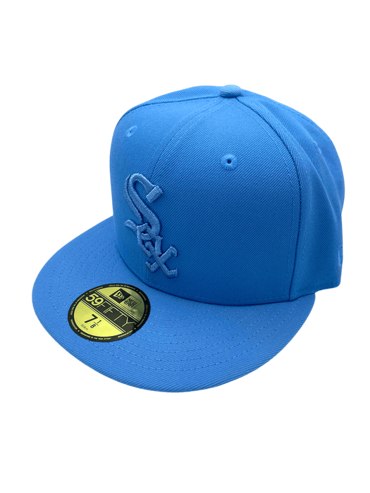 New Era Fitted Hat Adult Chicago White Sox New Era Light Blue JFG Custom Side Patch 59FIFTY Fitted Hat - Men's