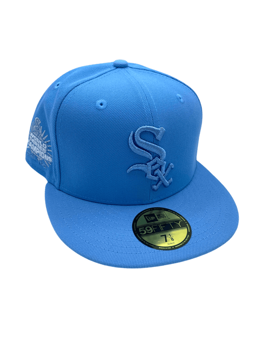 New Era Fitted Hat Adult Chicago White Sox New Era Light Blue JFG Custom Side Patch 59FIFTY Fitted Hat - Men's