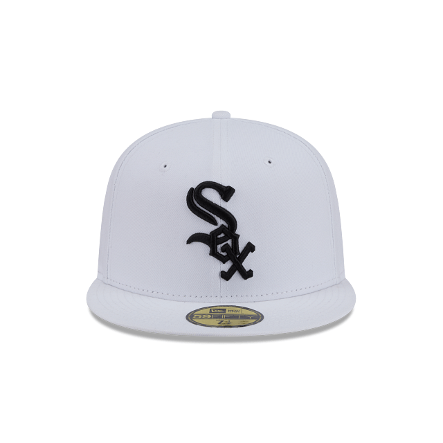 New Era Fitted Hat Adult Chicago White Sox New Era White/Black Basic 59FIFTY Fitted Hat - Men's