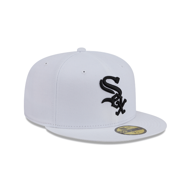 New Era Fitted Hat Adult Chicago White Sox New Era White/Black Basic 59FIFTY Fitted Hat - Men's