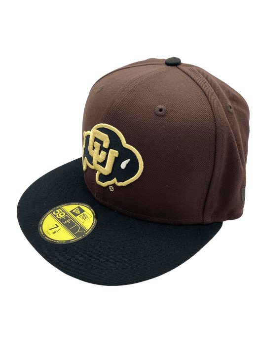 New Era Fitted Hat Adult Colorado Buffaloes New Era Brown/Black Custom Side Patch 59FIFTY Fitted Hat - Men's