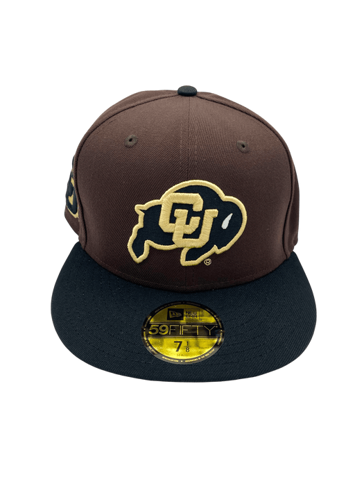New Era Fitted Hat Adult Colorado Buffaloes New Era Brown/Black Custom Side Patch 59FIFTY Fitted Hat - Men's