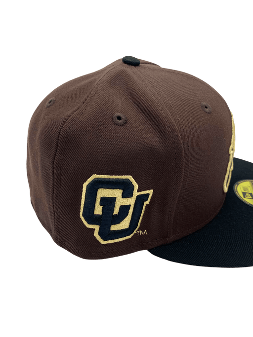 New Era Fitted Hat Adult Colorado Buffaloes New Era Brown/Black Custom Side Patch 59FIFTY Fitted Hat - Men's