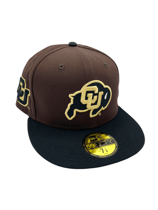 New Era Fitted Hat Adult Colorado Buffaloes New Era Brown/Black Custom Side Patch 59FIFTY Fitted Hat - Men's
