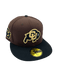 New Era Fitted Hat Adult Colorado Buffaloes New Era Brown/Black Custom Side Patch 59FIFTY Fitted Hat - Men's
