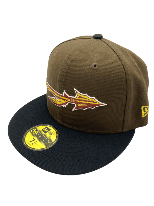 New Era Fitted Hat Adult Florida State Seminoles New Era Brown/Black Famous Jameis Custom Side Patch 59FIFTY Fitted Hat - Men's