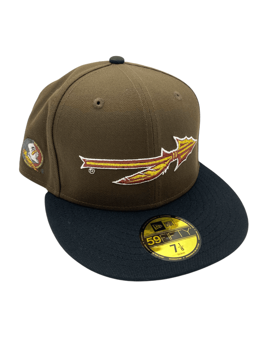 New Era Fitted Hat Adult Florida State Seminoles New Era Brown/Black Famous Jameis Custom Side Patch 59FIFTY Fitted Hat - Men's