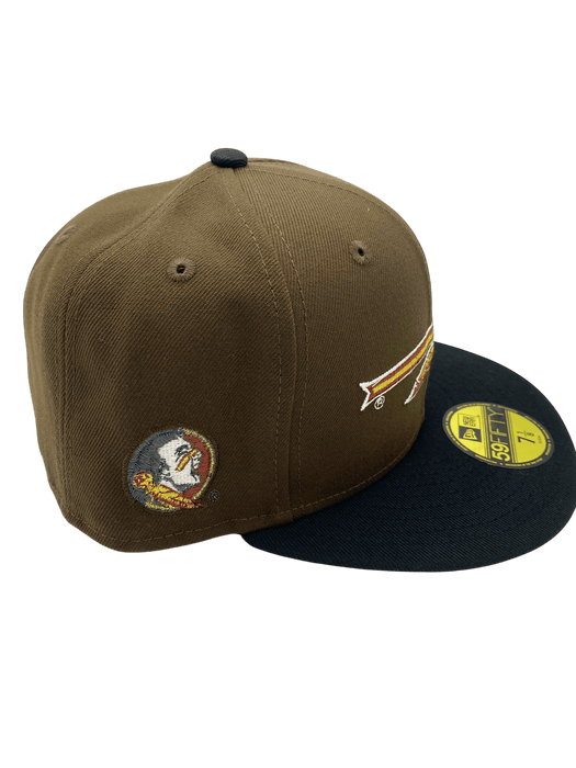 New Era Fitted Hat Adult Florida State Seminoles New Era Brown/Black Famous Jameis Custom Side Patch 59FIFTY Fitted Hat - Men's