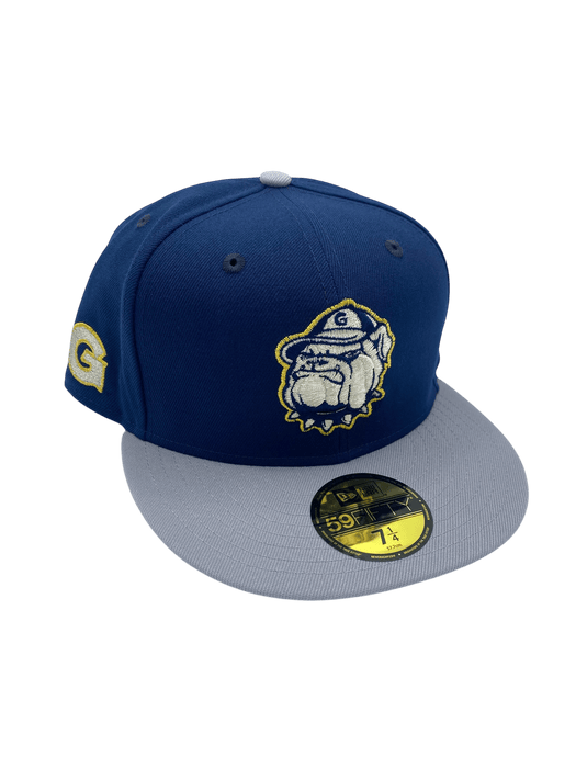 Adult Georgetown Hoyas New Era Navy/Gray Custom Mascot Side Patch 59FIFTY Fitted Hat - Men's